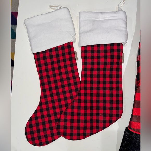 Buffalo Plaid Christmas Tree Skirt and Christmas Stockings - Picture 2 of 4